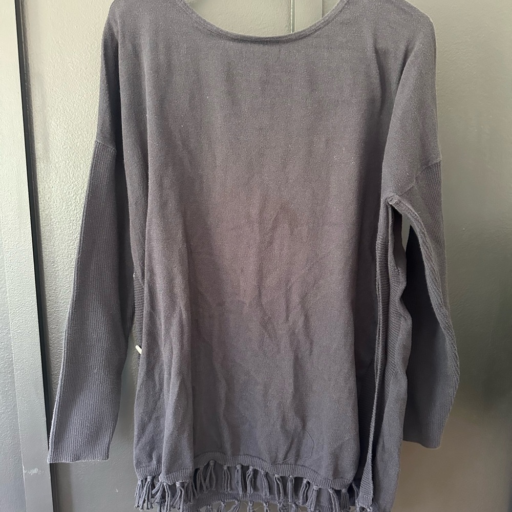 Gray Fringe Sweater